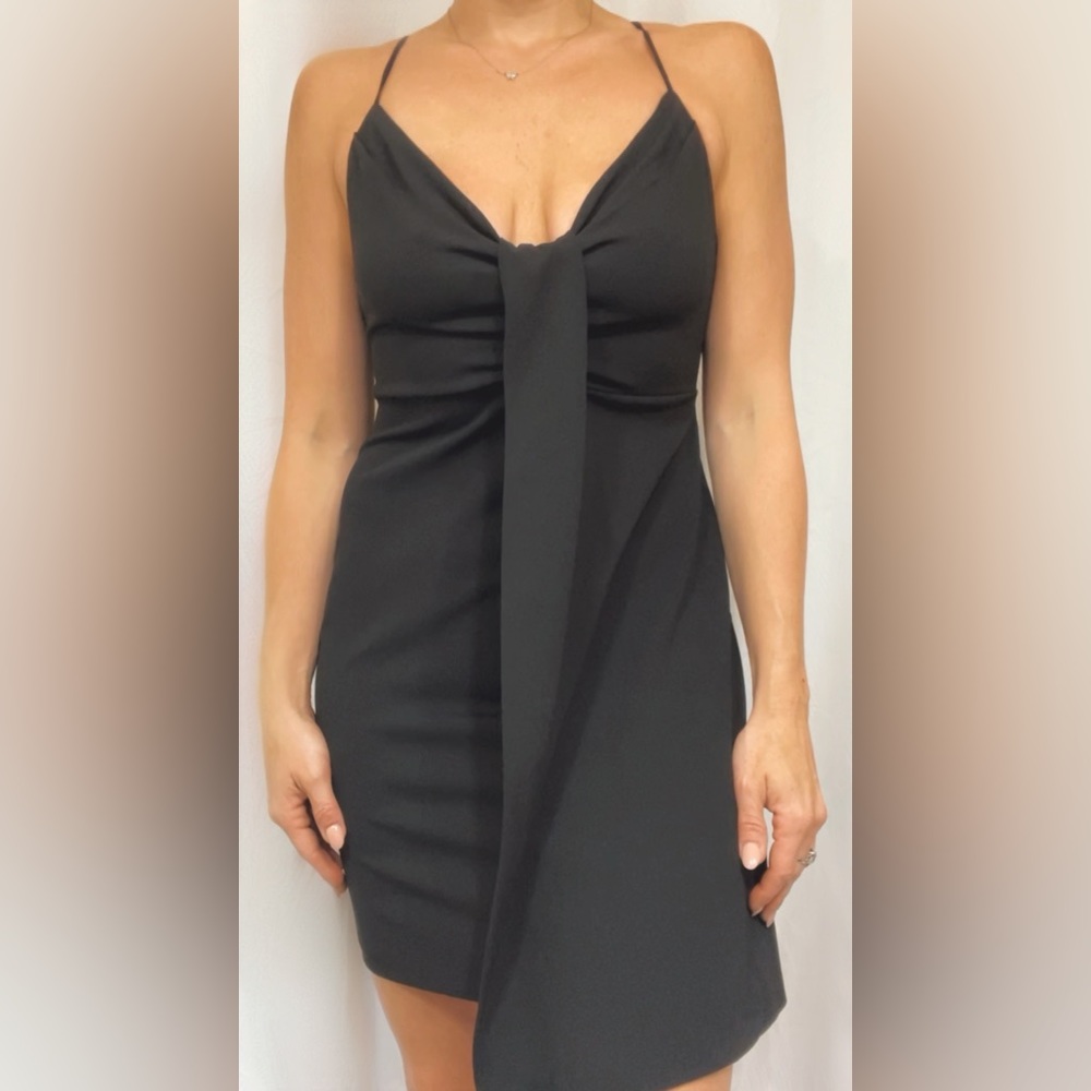 Zara little black dress asymmetrical on one side. size Small